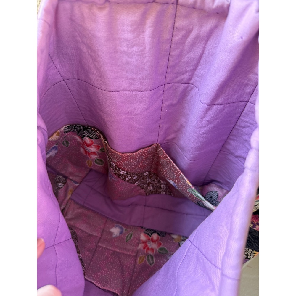 Handmade Quilted Tote Bag Japanese Floral Patchwork Cotton Shoulder Bag Multi - Picture 5 of 6